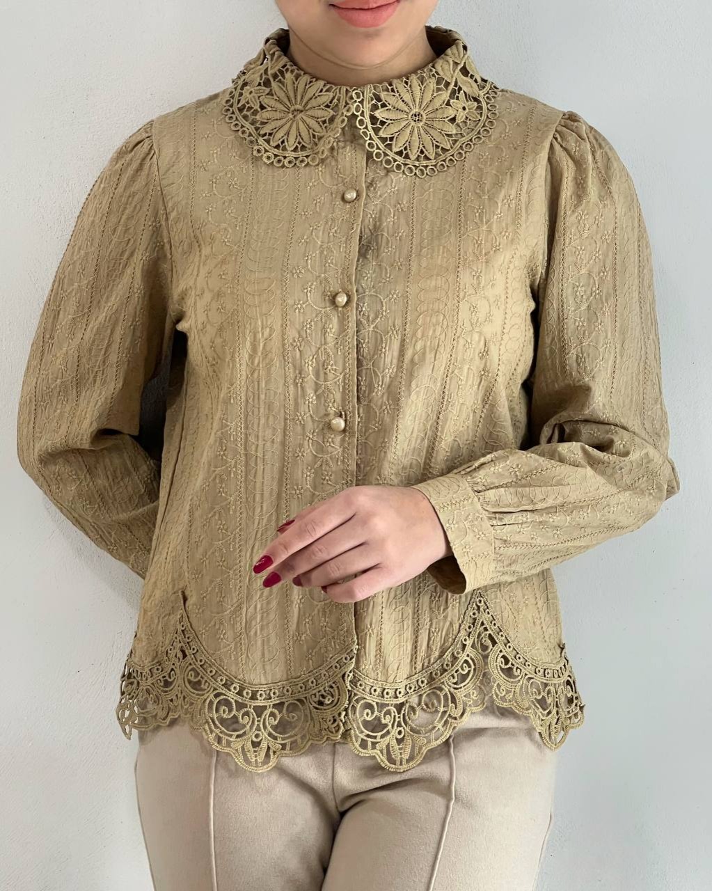 شومیز خامه دوزی تمام کار شده کد 4586