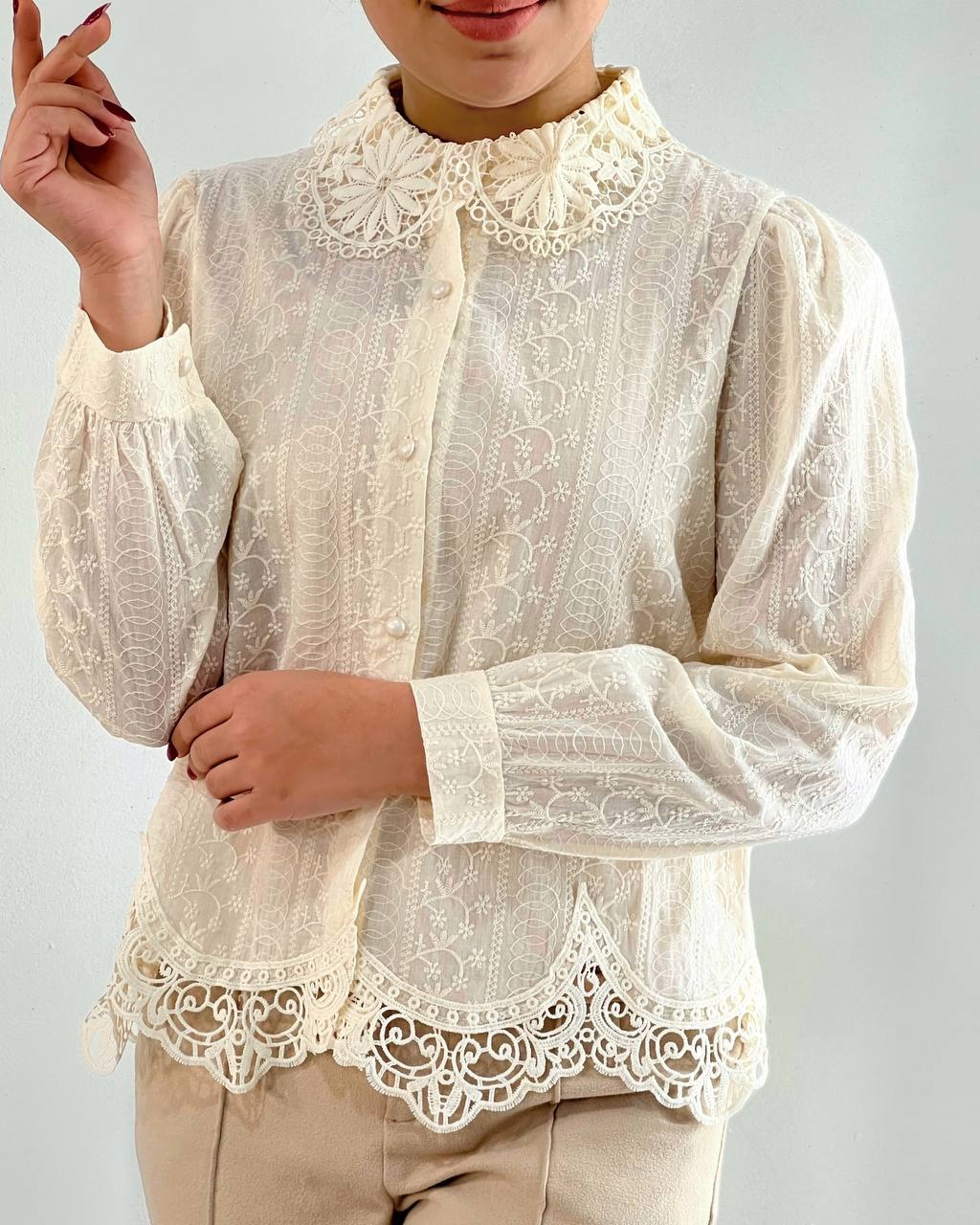 شومیز خامه دوزی تمام کار شده کد 4586