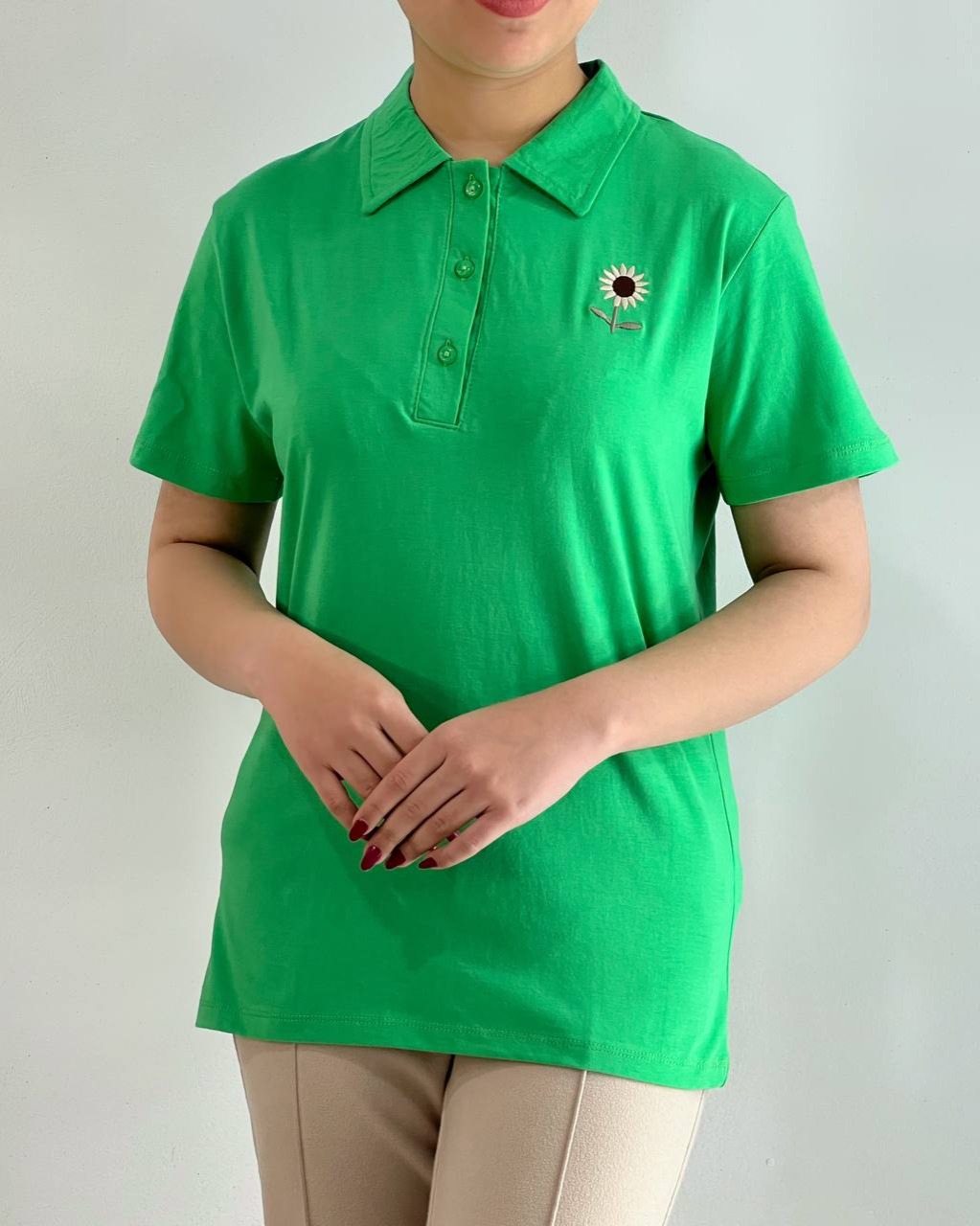 پلو شرت گلدوزی آفتابگردان کد 4588