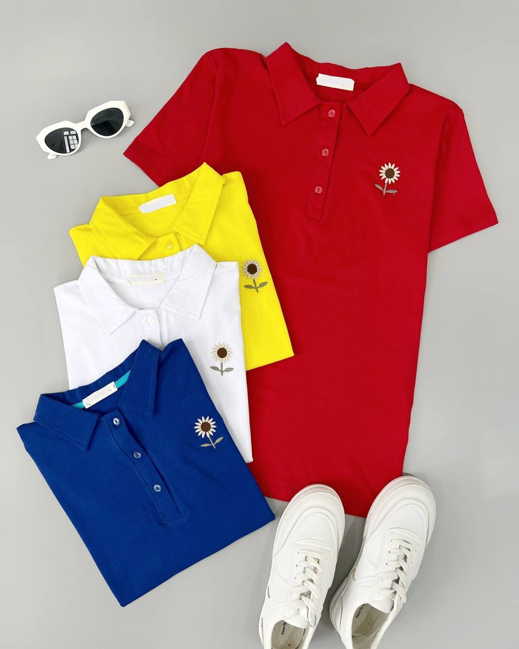 پلو شرت گلدوزی آفتابگردان کد 4588