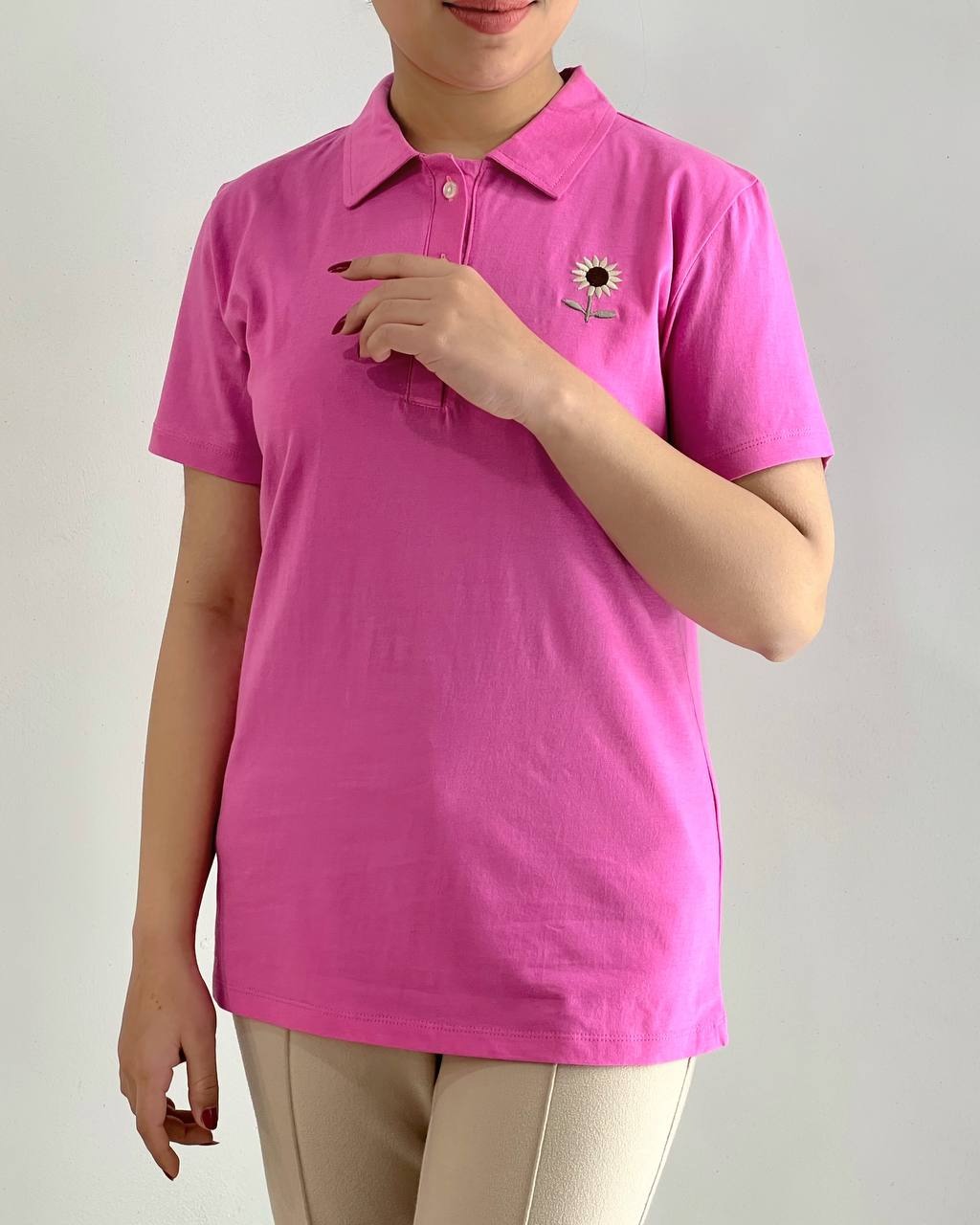 پلو شرت گلدوزی آفتابگردان کد 4588