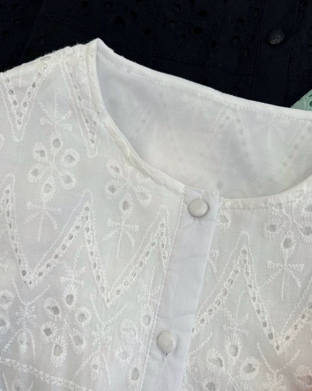 پیراهن تمام خامه دوزی جلو دکمه کد 4590