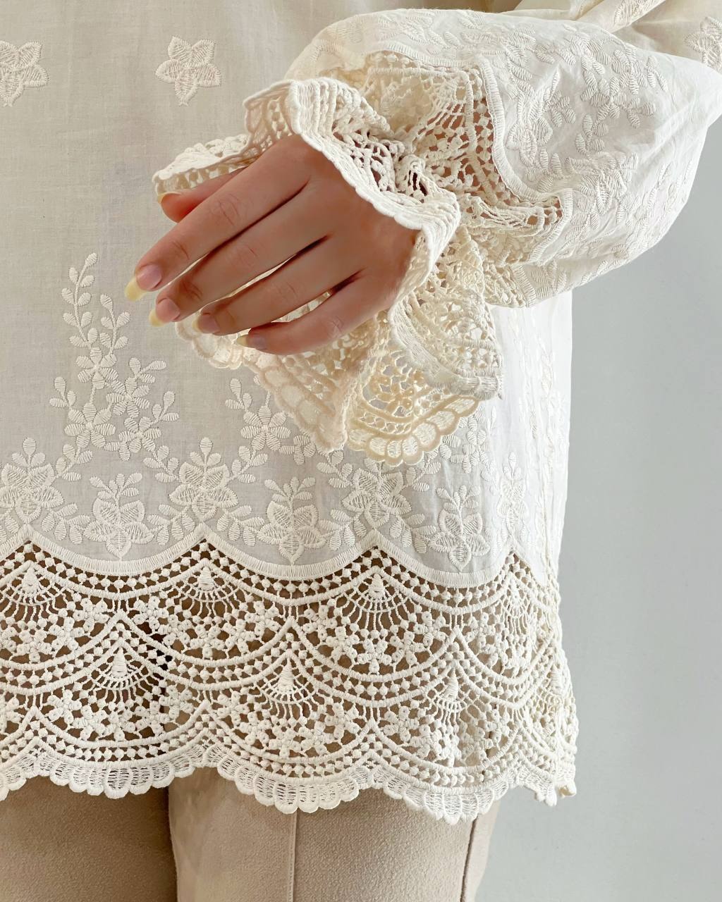 تونیک تمام خامه دوزی تکرنگ کد 4591