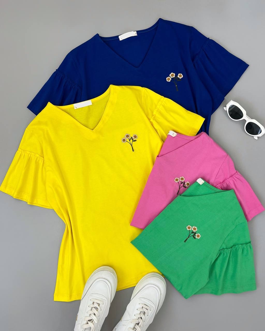 تیشرت گلدوزی استین چین کد 4594