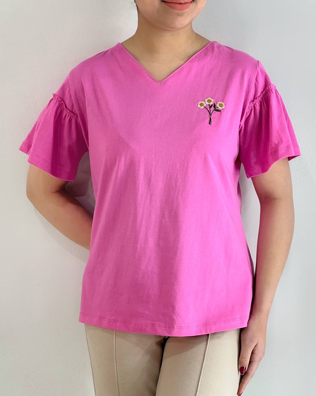 تیشرت گلدوزی استین چین کد 4594