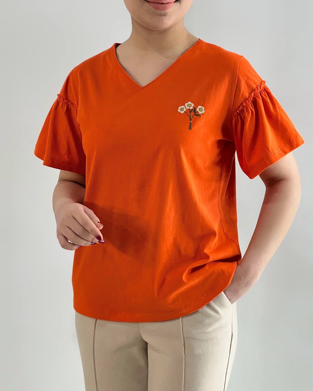 تیشرت گلدوزی استین چین کد 4594