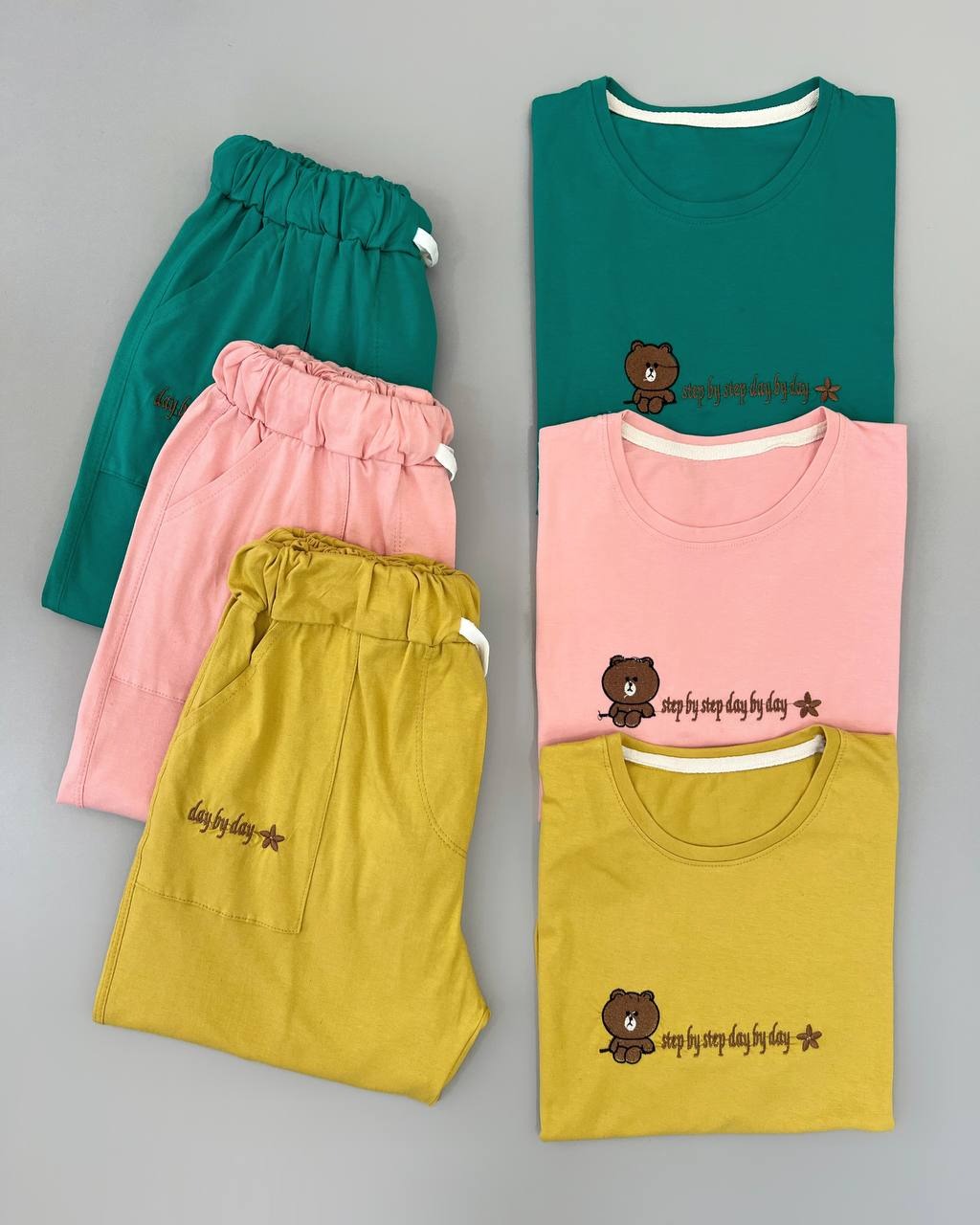 ست تیشرت و شلوار نخ پنبه تدی کد 4606