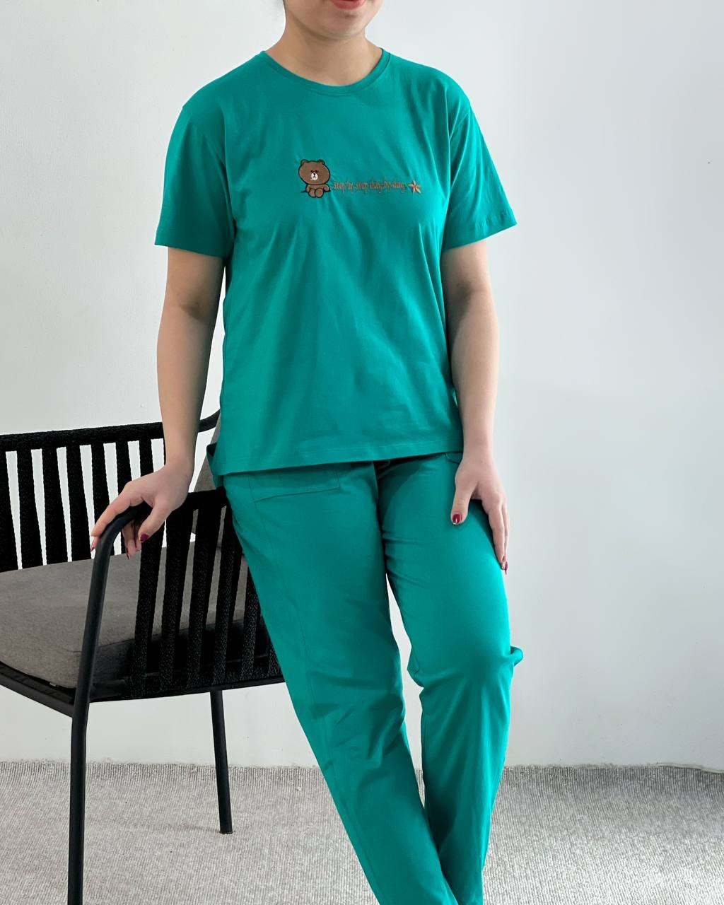 ست تیشرت و شلوار نخ پنبه تدی کد 4606