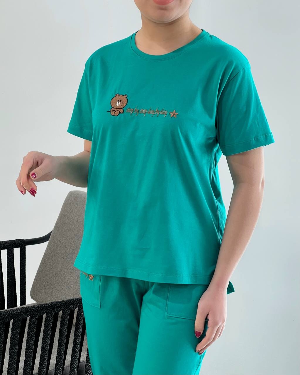 ست تیشرت و شلوار نخ پنبه تدی کد 4606