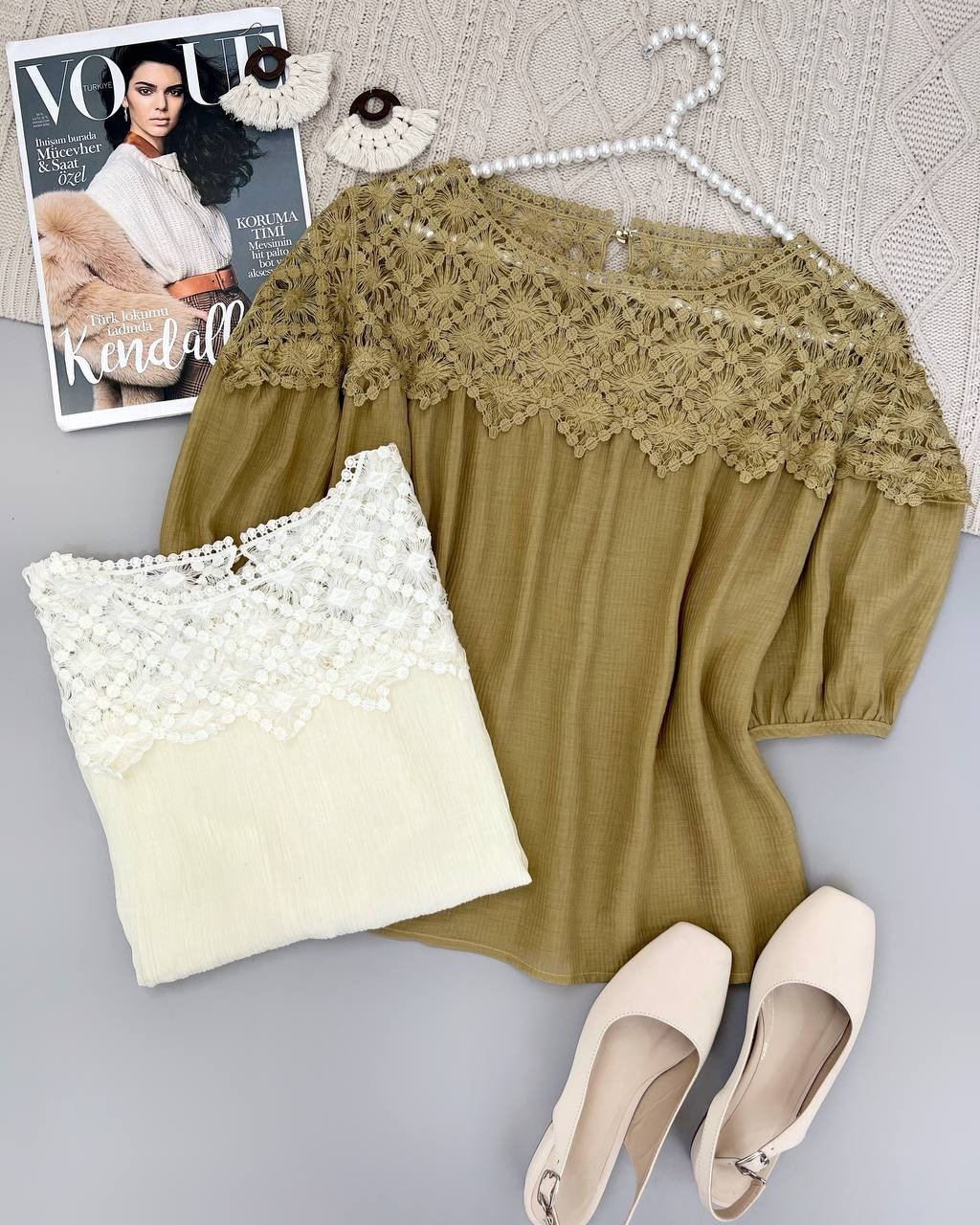 تاپ بالا دانتل دو رنگ کد 4608