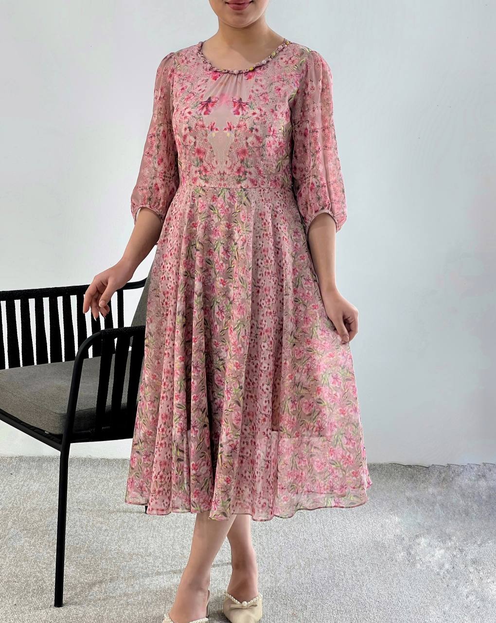 پیراهن پرنسسی تکرنگ کد 4615