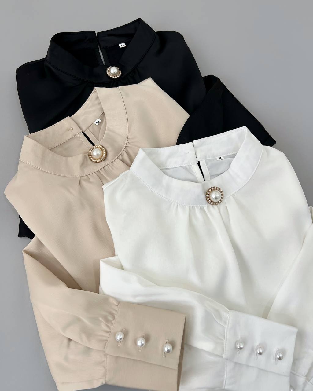 شومیز ساتن آستین مچی کد 4618