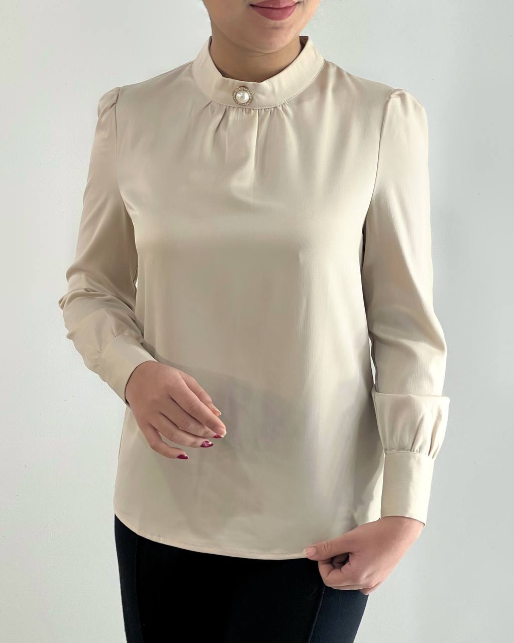 شومیز ساتن آستین مچی کد 4618