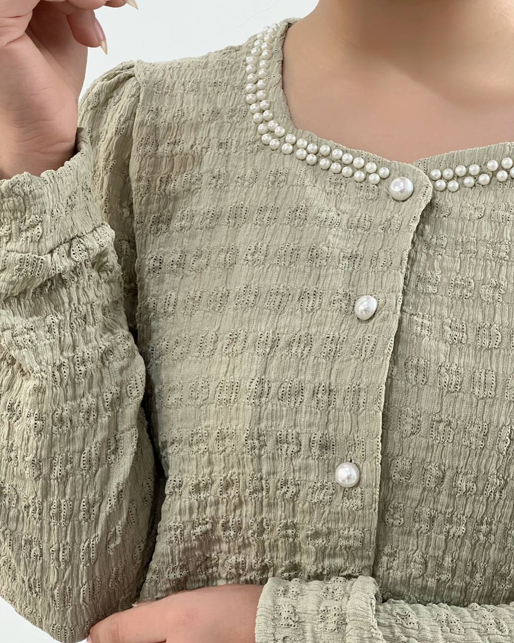 شومیز ژاکاردکش مرواریددوزی کد 4619