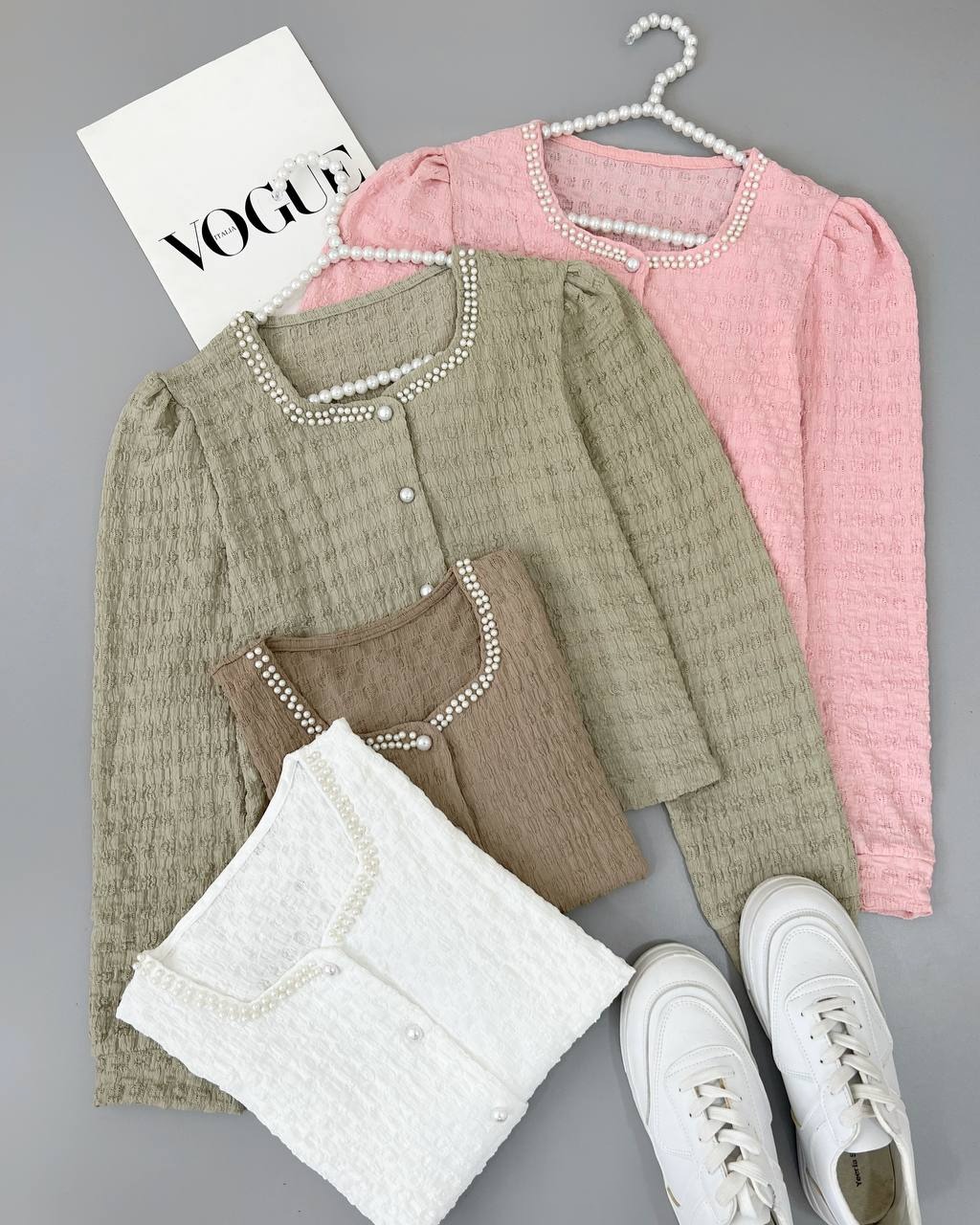 شومیز ژاکاردکش مرواریددوزی کد 4619