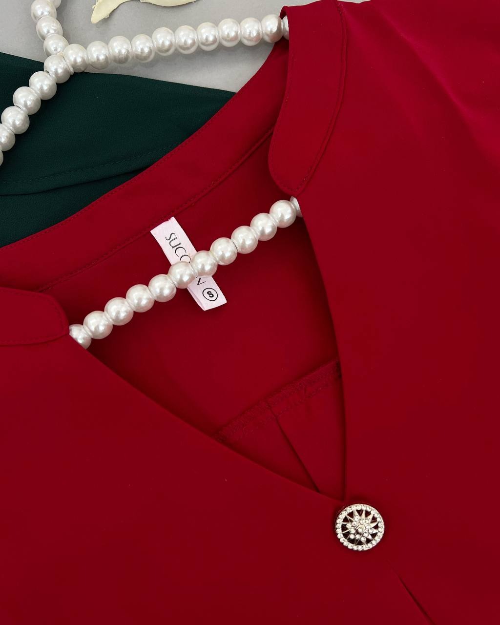 شومیز آستین سه ربع دو رنگ کد 4622