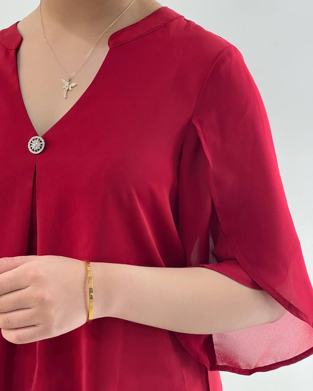 شومیز آستین سه ربع دو رنگ کد 4622