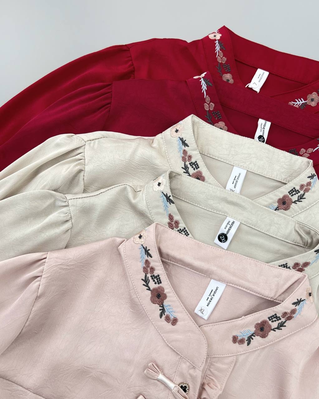 شومیز یقه گلدوزی جلو دکمه کد 4624