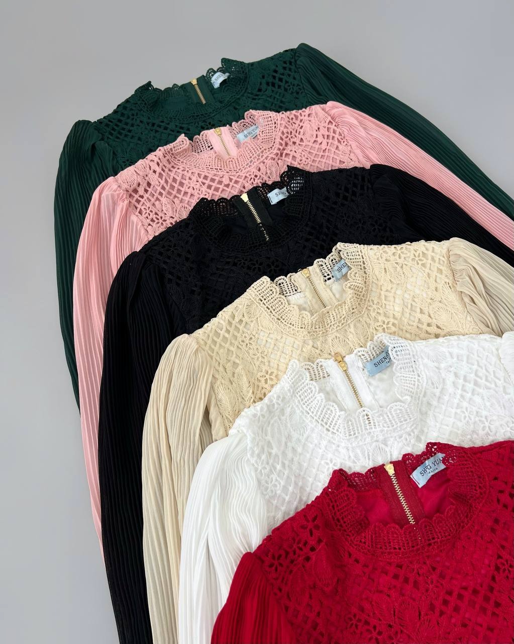 شومیز دانتل آستین پلیسه کد 4627