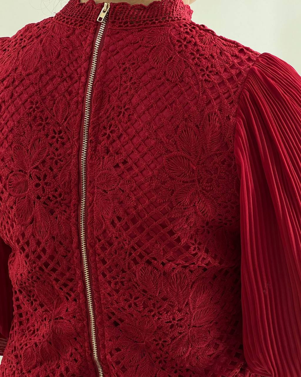 شومیز دانتل آستین پلیسه کد 4627