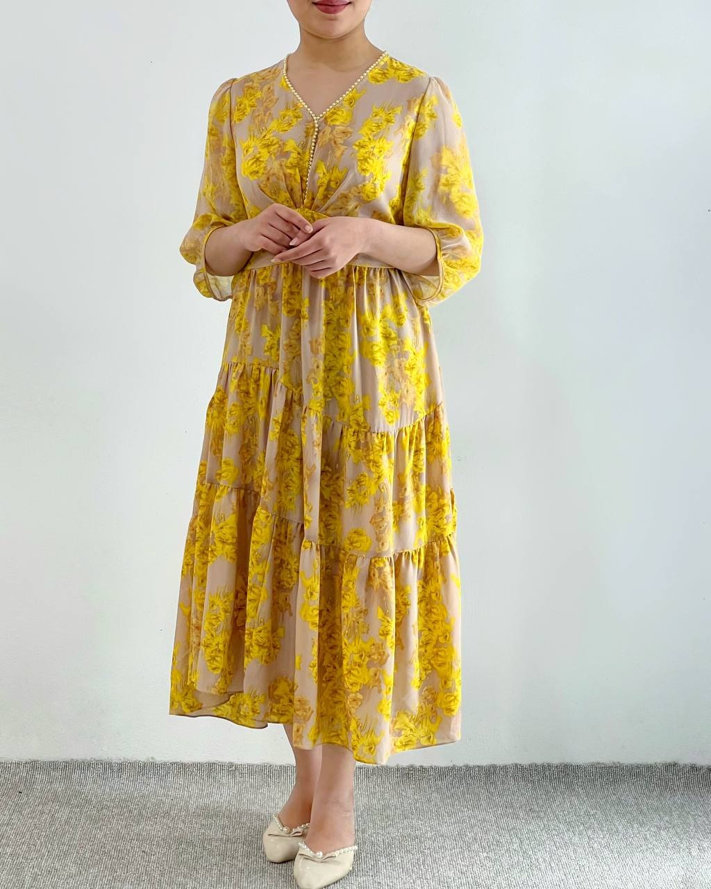 پیراهن حریر آستردار کد 4628