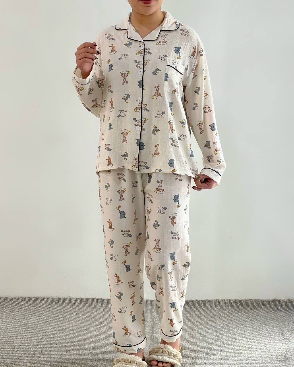 ست پیراهن و شلوار راحتی طرحدار کد 4635