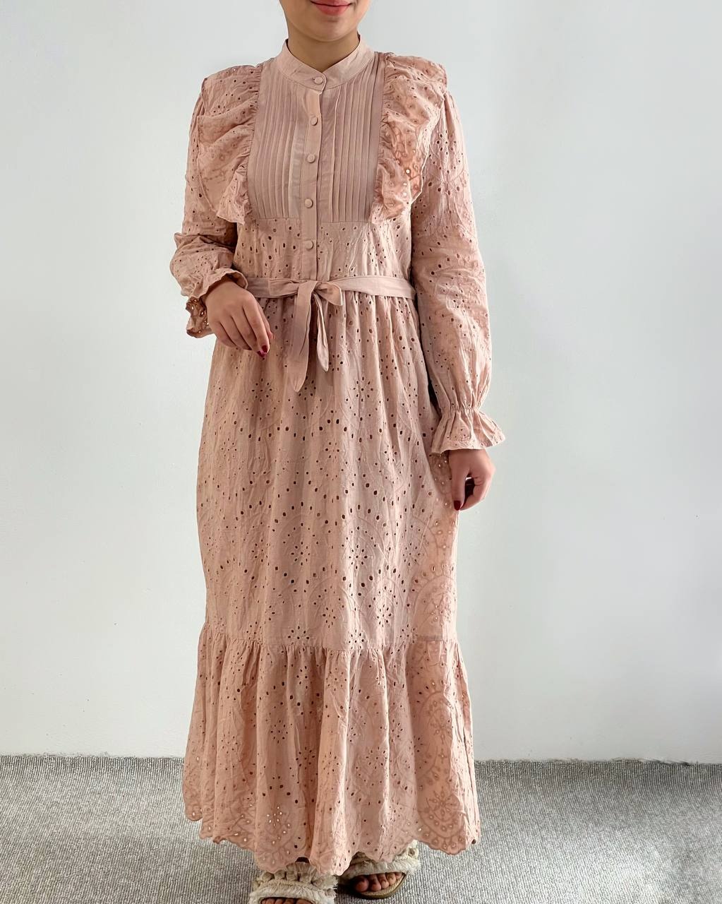 پیراهن تمام خامه دوزی آستردار کد 4643