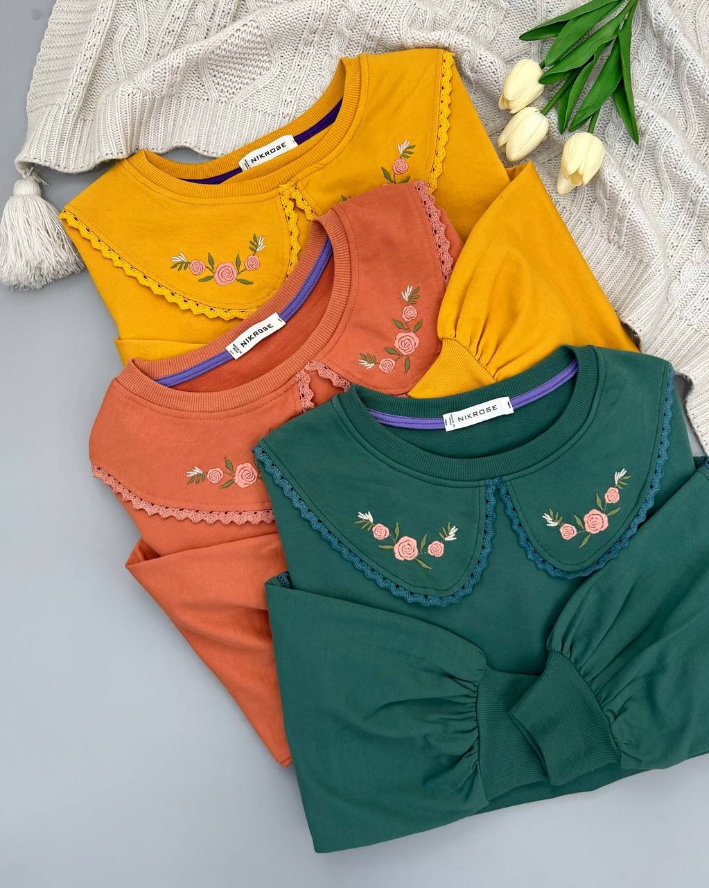 بلوز یقه ب ب قواره دار بهاره کد 4646