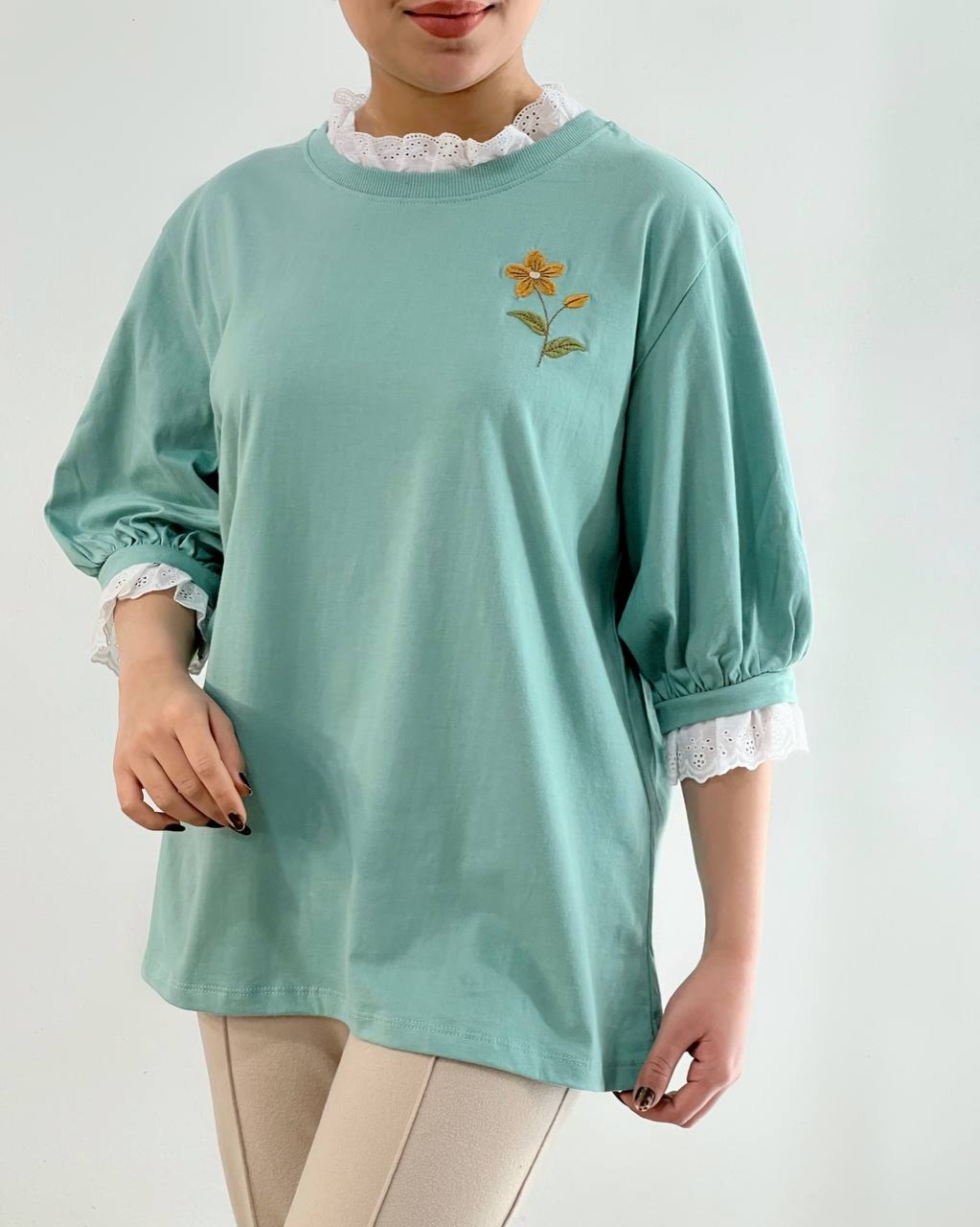 بلوز آستین سه ربع بهار 2 کد 4648