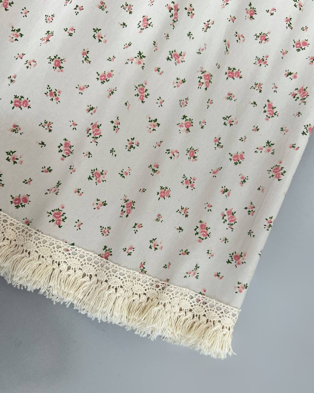 دامن کتان گل ریز پایین ریش کد 4649