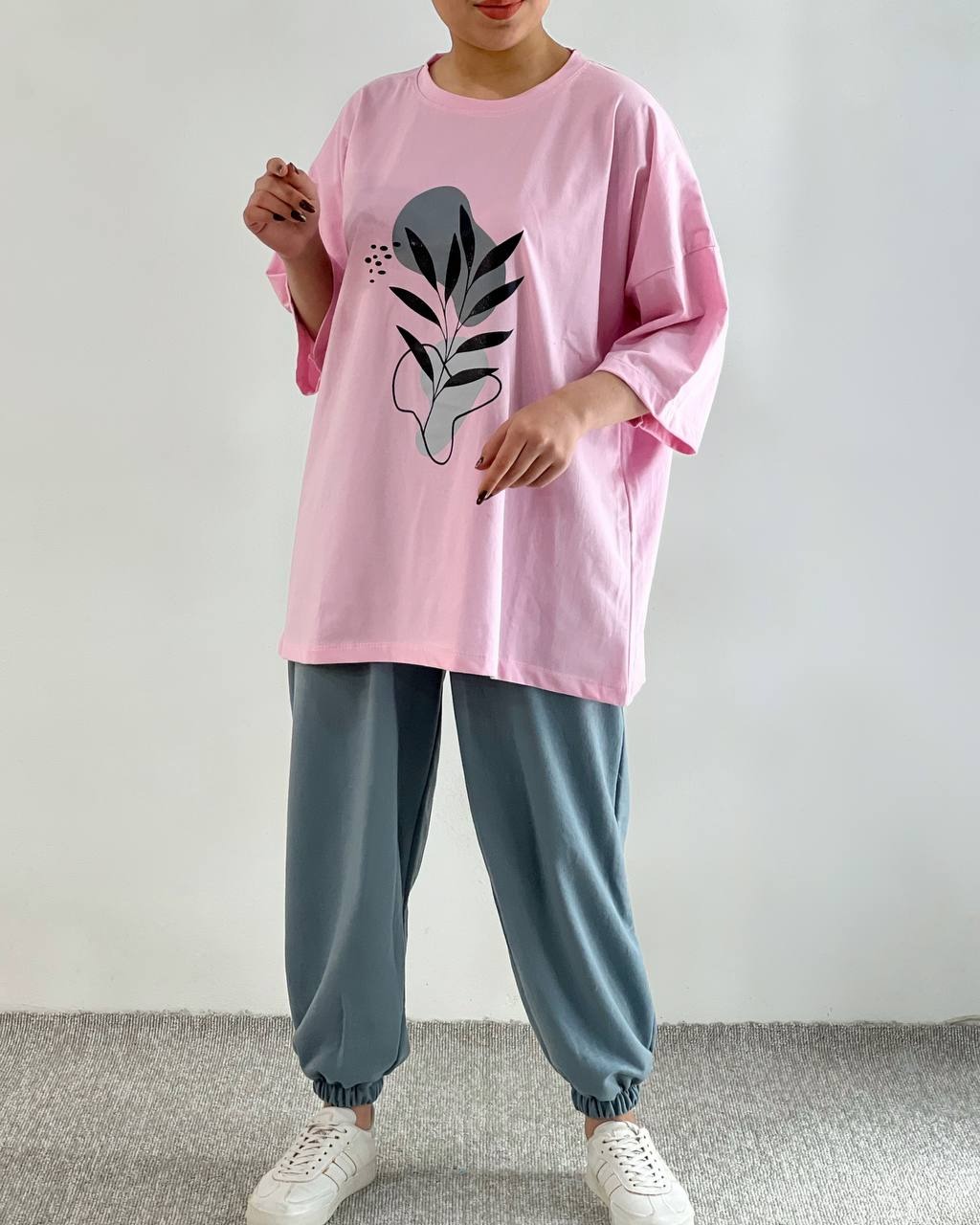 ست تیشرت لانگ و شلوار اسلش کد 4650