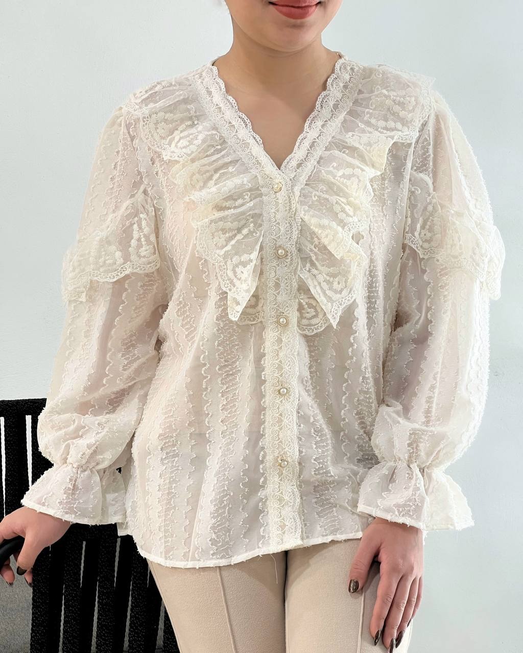 شومیز تمام کار شده اورجینال کد 4653