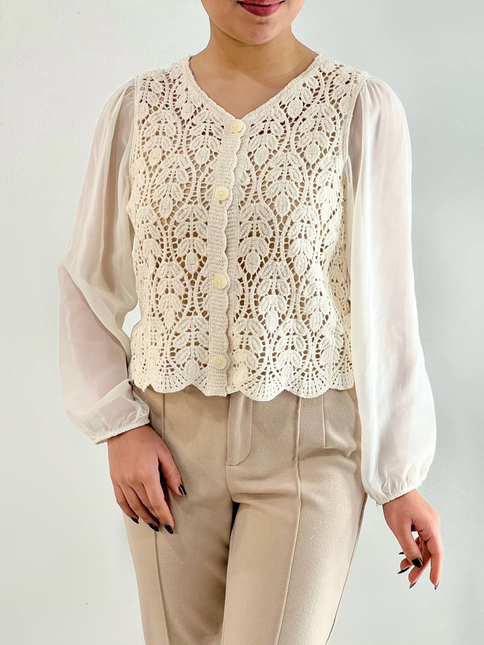 شومیز قلاب بافی اورجینال کد 4654