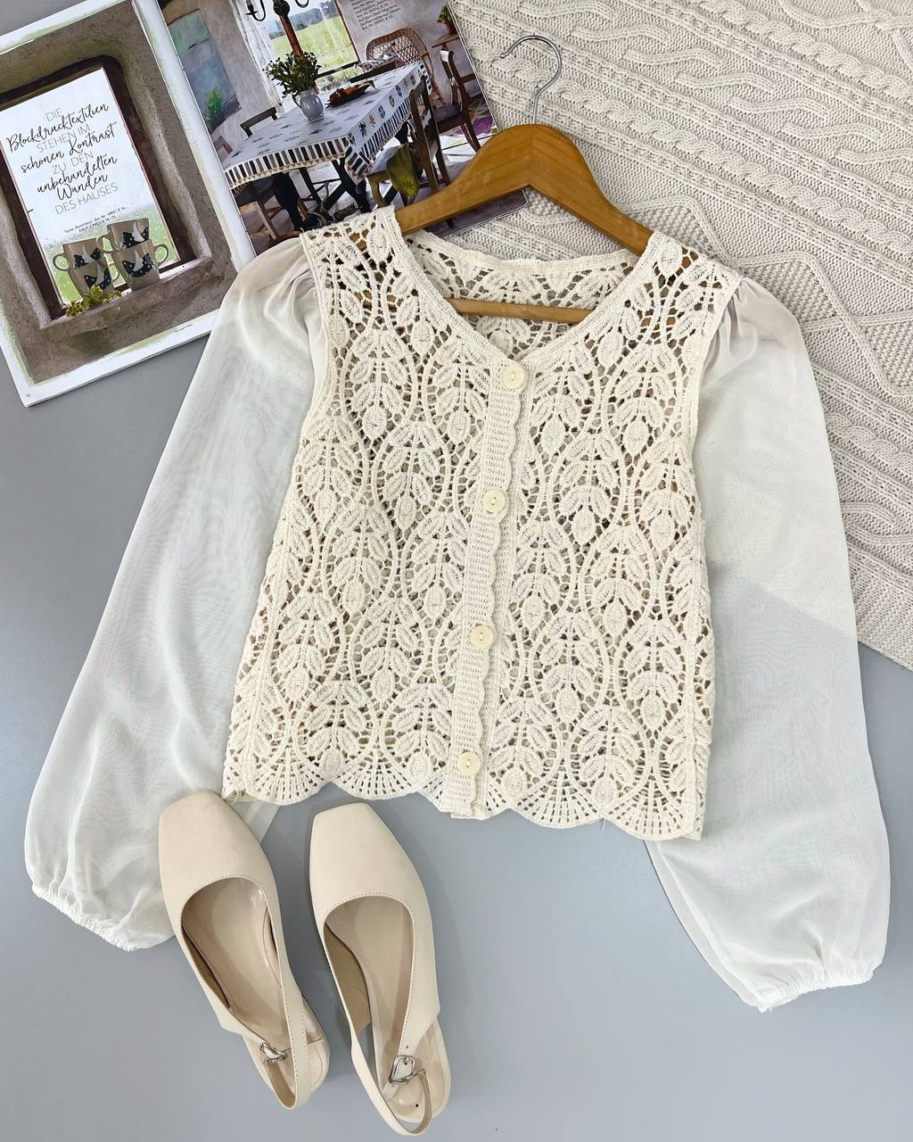 شومیز قلاب بافی اورجینال کد 4654