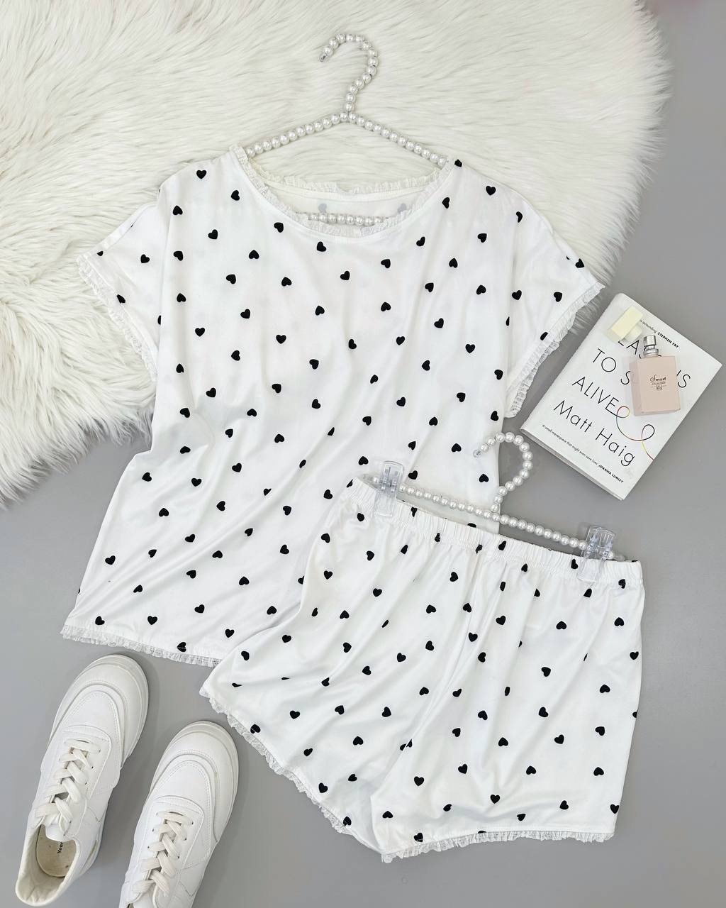 ست بلوز و شلوارک قلب کد 4656