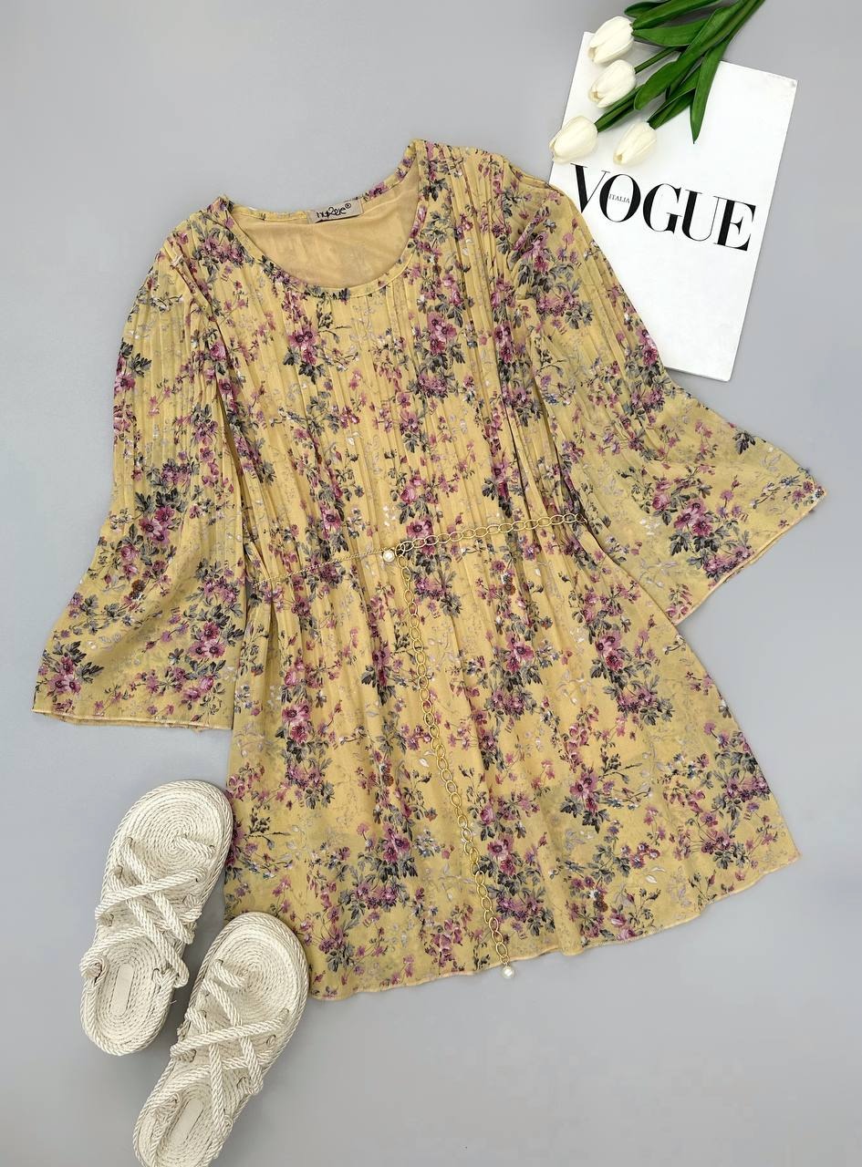 تونیک حریر پلیسه آستردار کد 4663