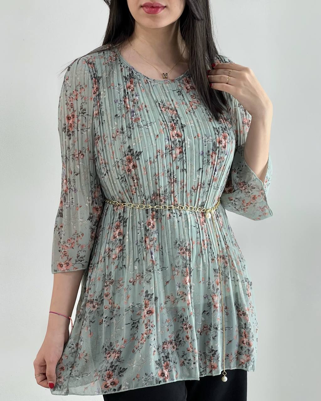 تونیک حریر پلیسه آستردار کد 4663