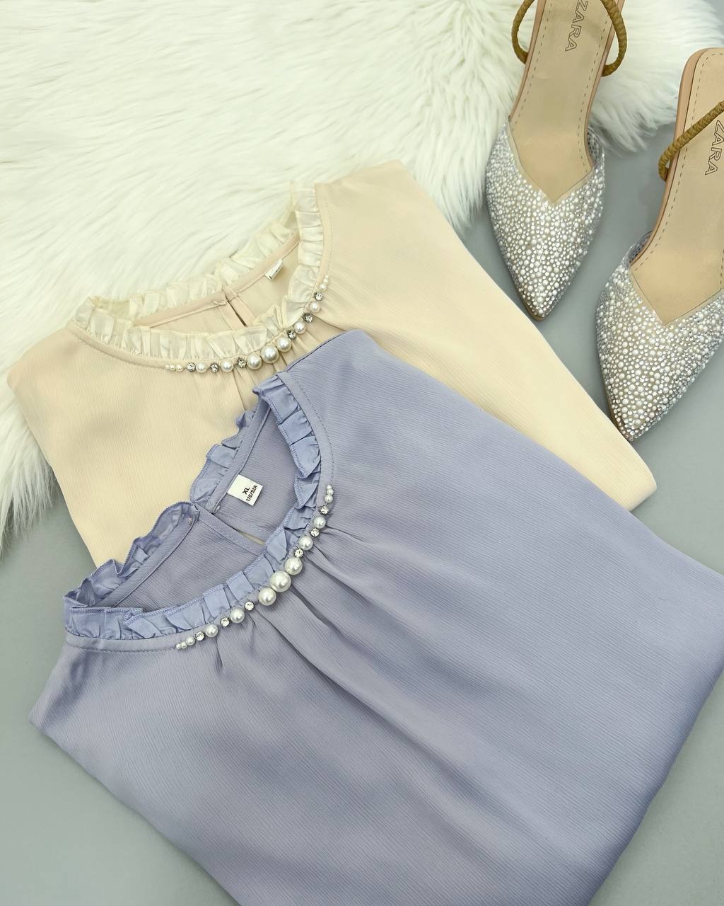 شومیز ساتن آستین پلیسه کد 4673