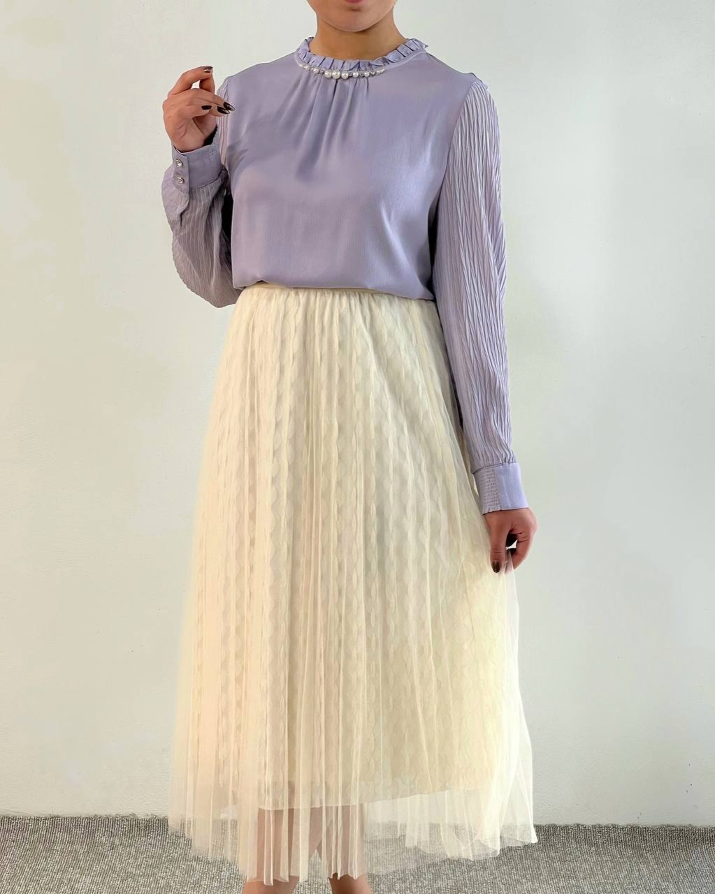 شومیز ساتن آستین پلیسه کد 4673