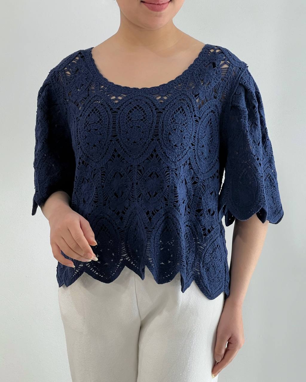 شومیز تمام قلاب بافی اورجینال کد 4674