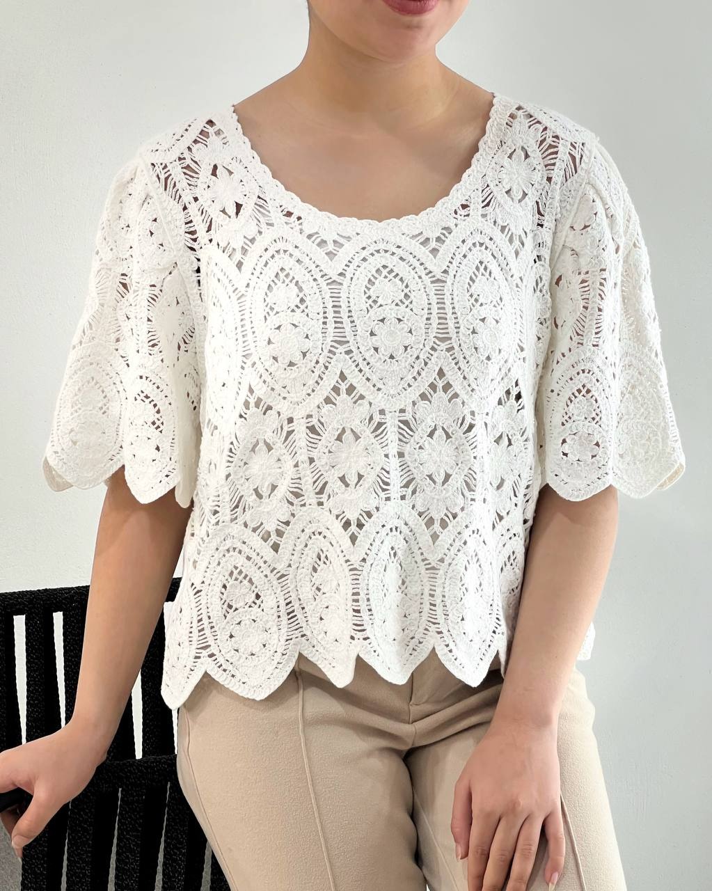 شومیز تمام قلاب بافی اورجینال کد 4674