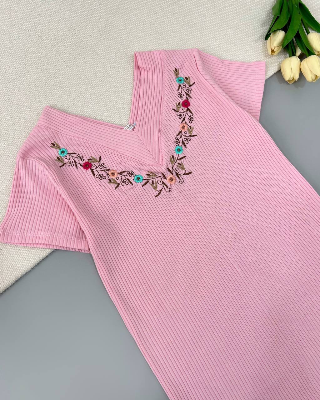 تیشرت یقه هفت گلدوزی کد 4675