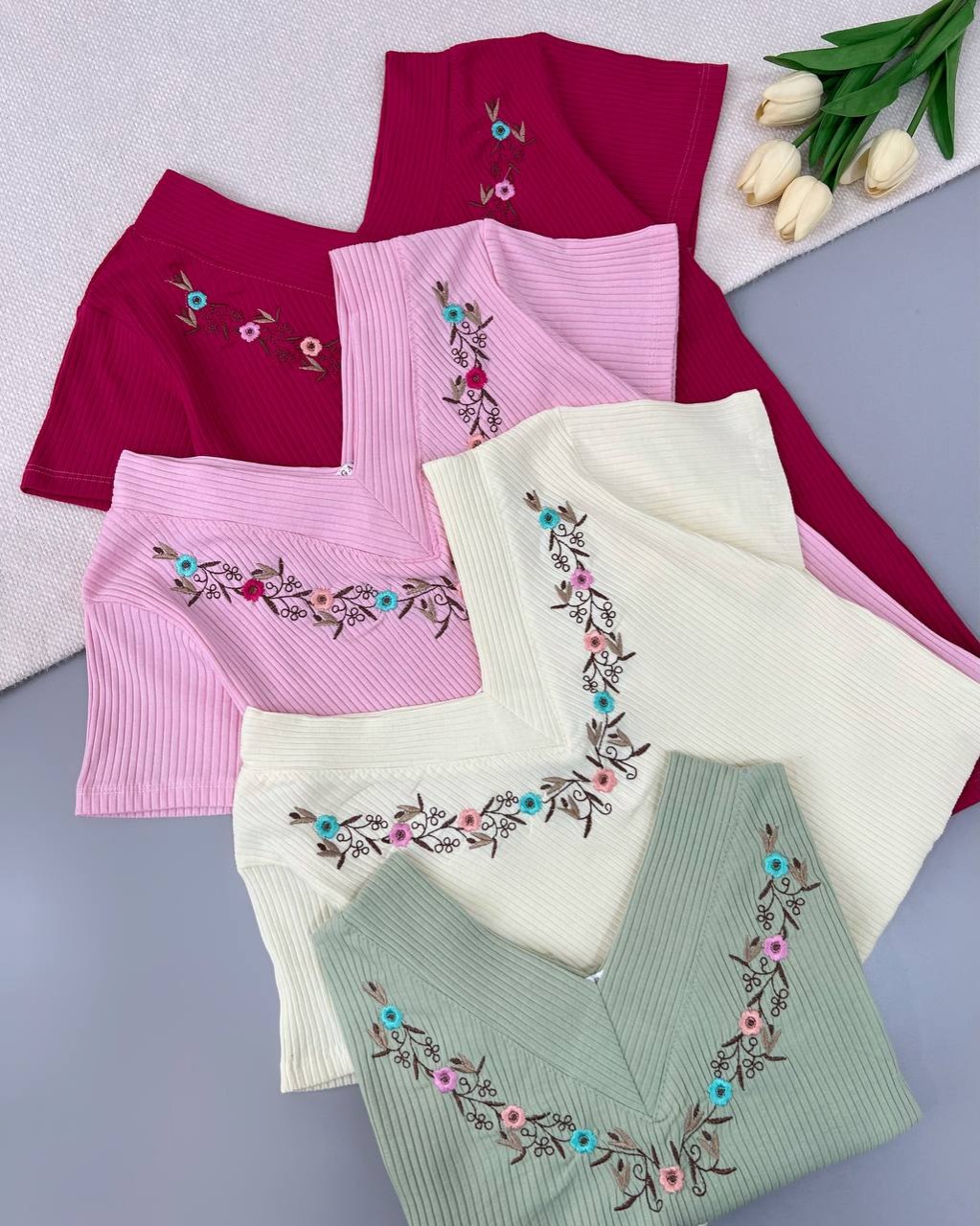 تیشرت یقه هفت گلدوزی کد 4675