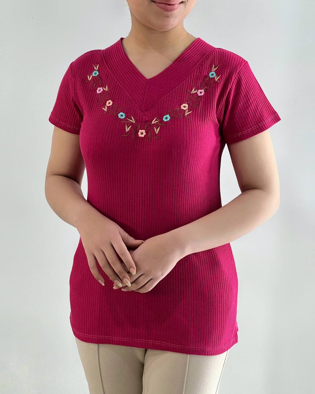 تیشرت یقه هفت گلدوزی کد 4675