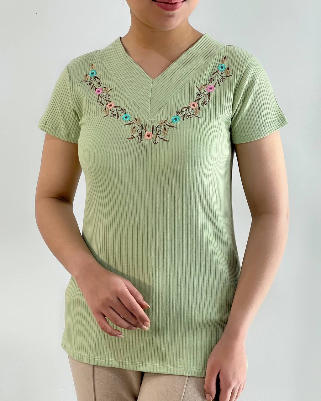 تیشرت یقه هفت گلدوزی کد 4675