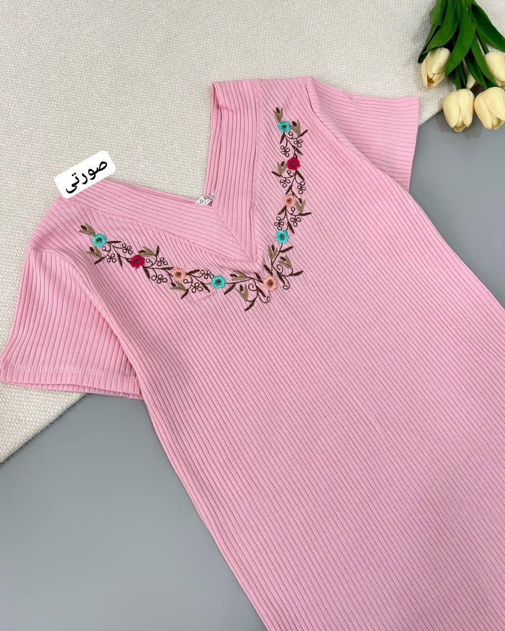 تیشرت یقه هفت گلدوزی کد 4675