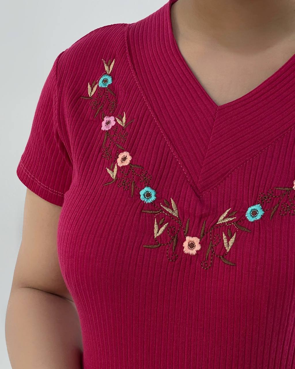 تیشرت یقه هفت گلدوزی کد 4675