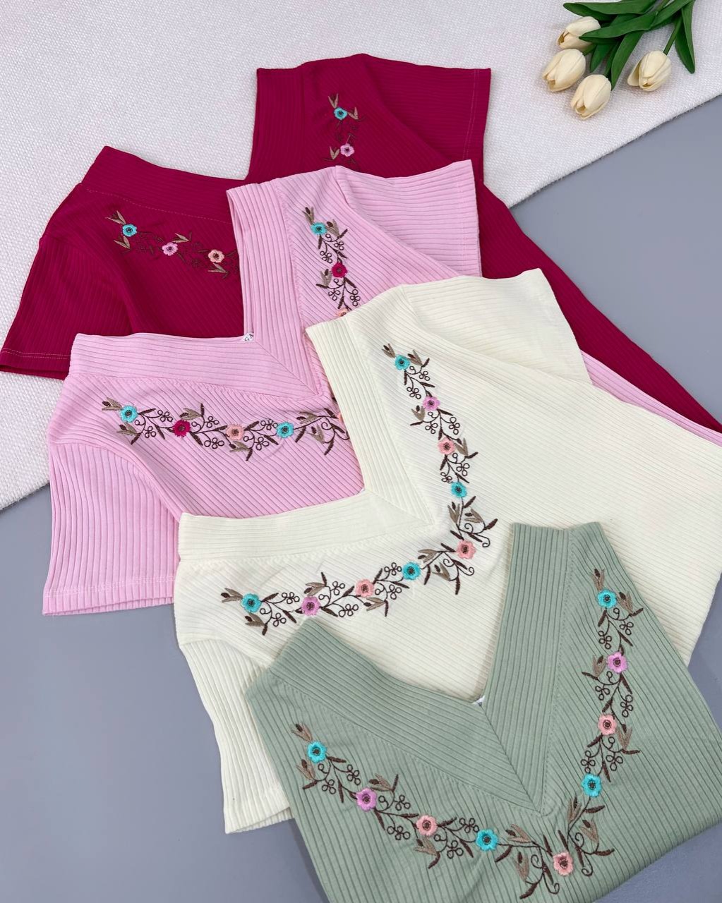 تیشرت یقه هفت گلدوزی کد 4675