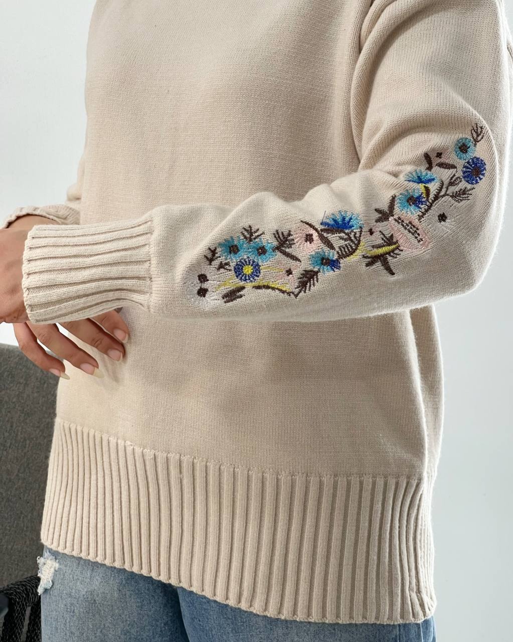 پلیور بافت آستر تمام خزدار آستین گلدوزی کد 4677