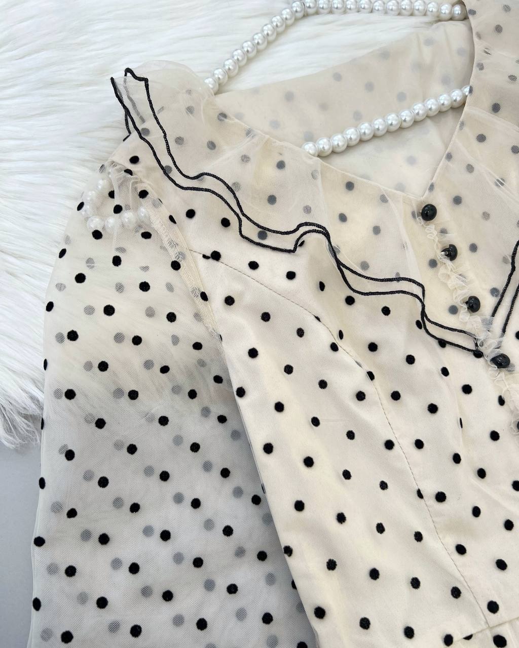 پیراهن عروسکی گل مخملی توپی کد 4683